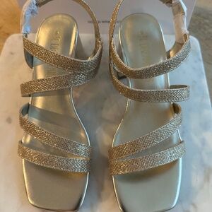 New in Box with dust bag Women’s Gold Glitter Sandals size 6